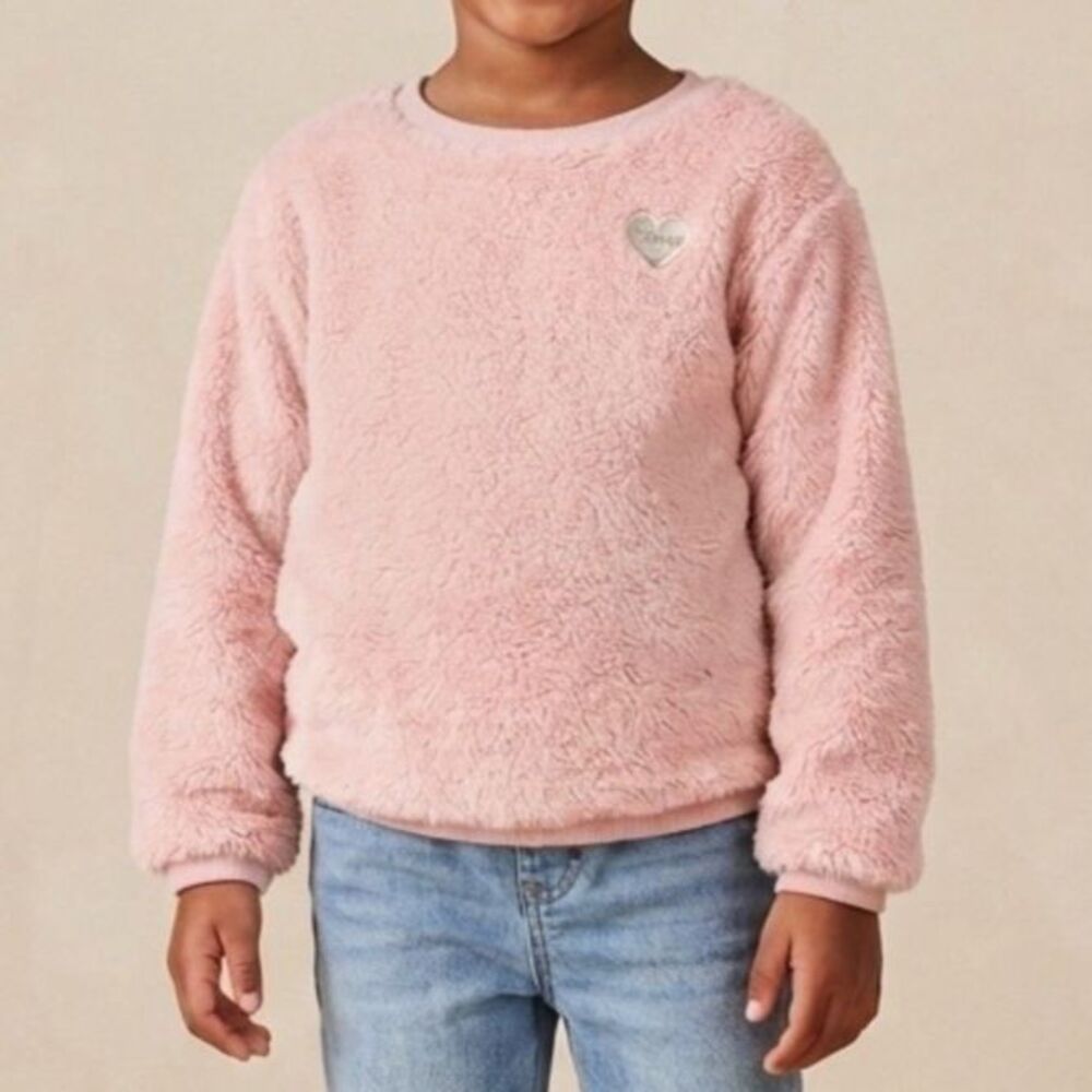 Juicy Couture girls' pink faux fur fleece pullover sweatshirt - Size 8/10